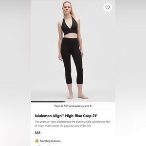 Lululemon Athletica Black High-Rise Crop Leggings